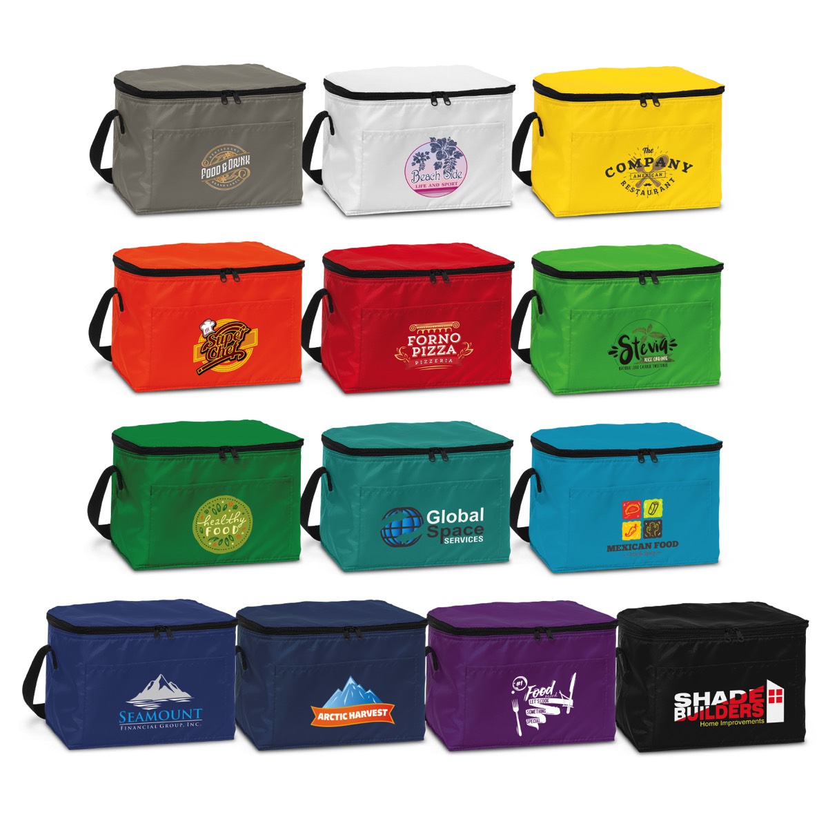 elevate personalised coloured cooler bags available