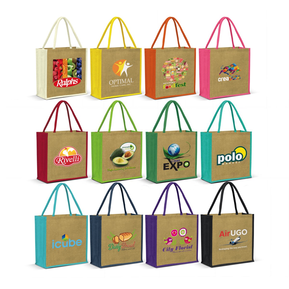 elevate personalised coloured jute bags available