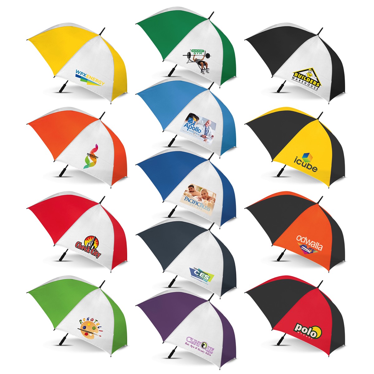 elevate colourful range of golf umbrellas available